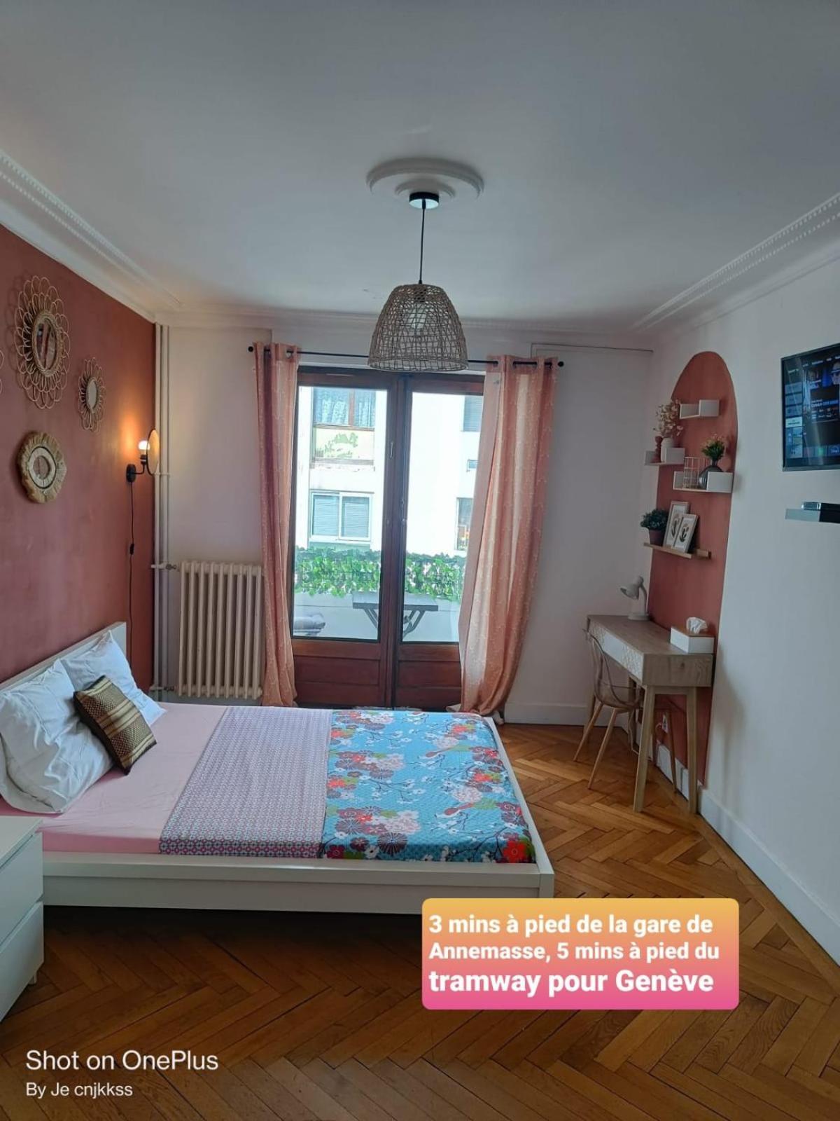 Belle Chambre D'Hote Avec Balcon Prive - 3 Mins Gare Annemasse - Geneve Acces Direct Extérieur photo